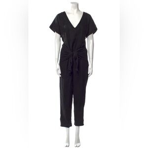 Joie Frodina Tencel Utility Jumpsuit V-Neck Dolman Short Sleeve Crop Black Small